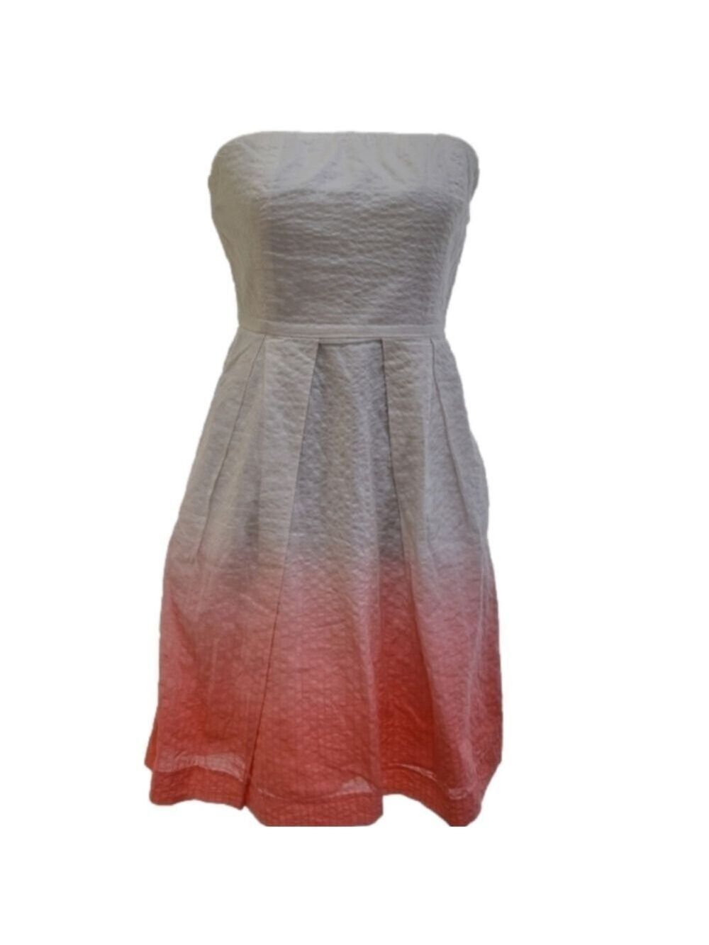 j.crew White/Salmon Ombre Cotton Strapless Dress Size 4